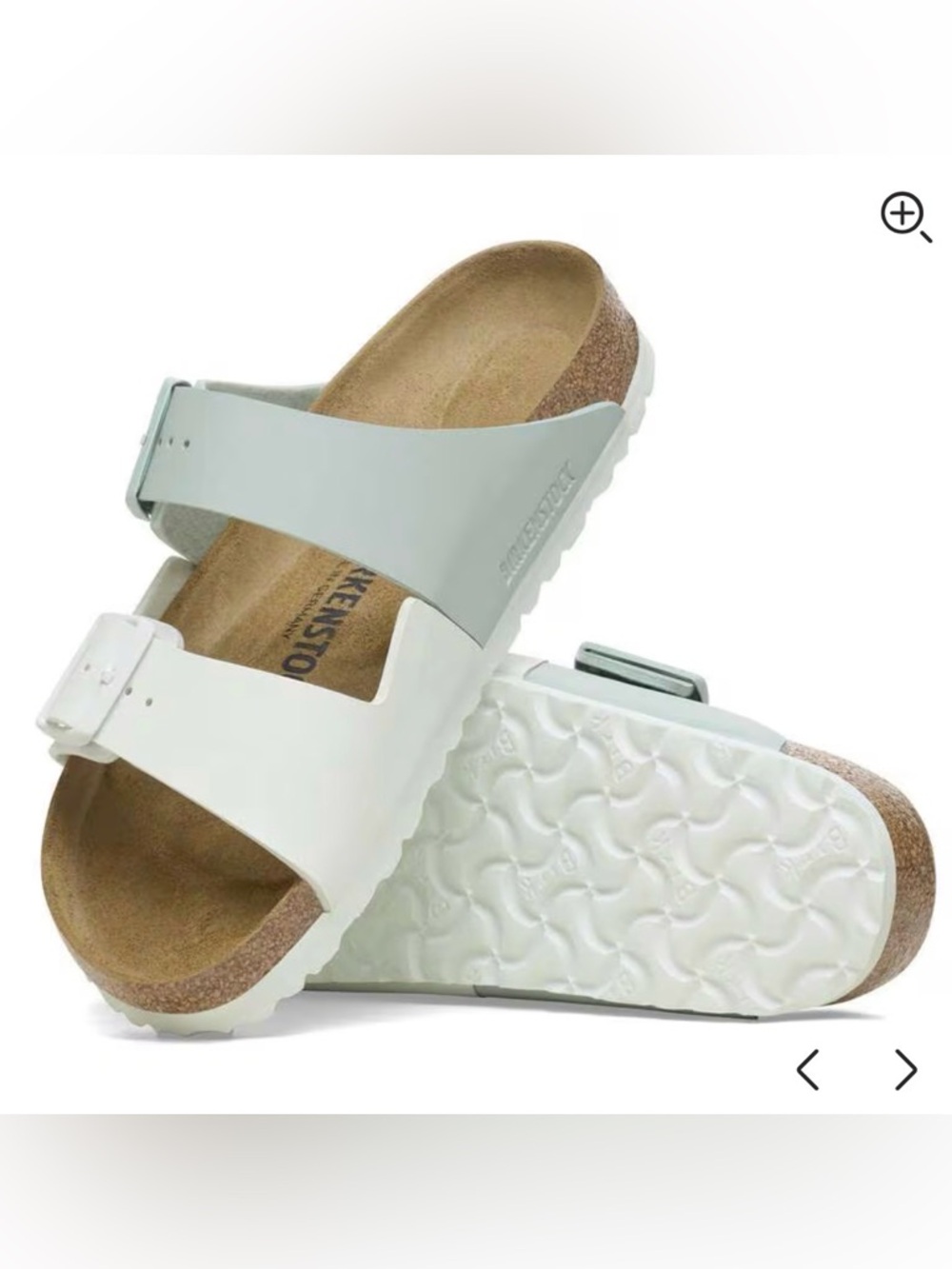 Birkenstock Arizona Split - White/Surf Green - Picture 2 of 11